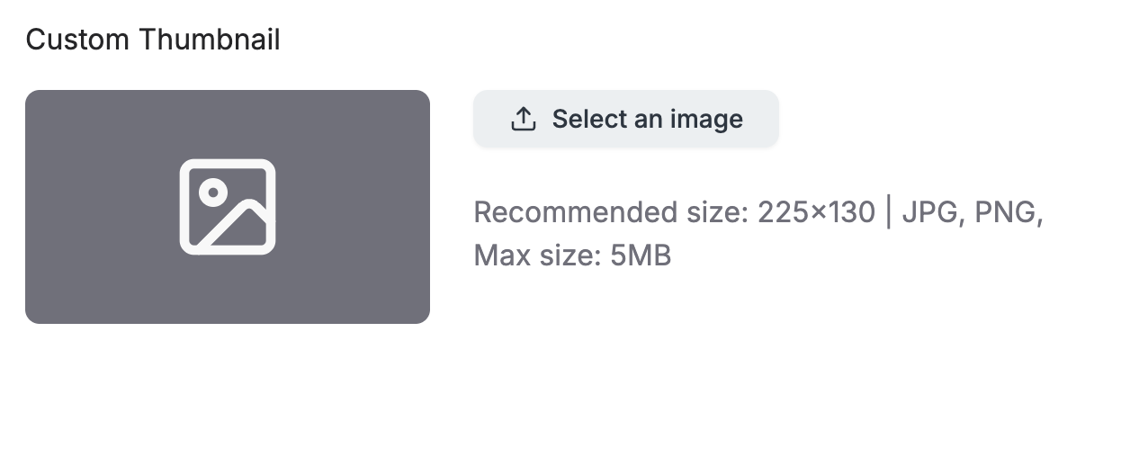 Create app form, thumbnail section